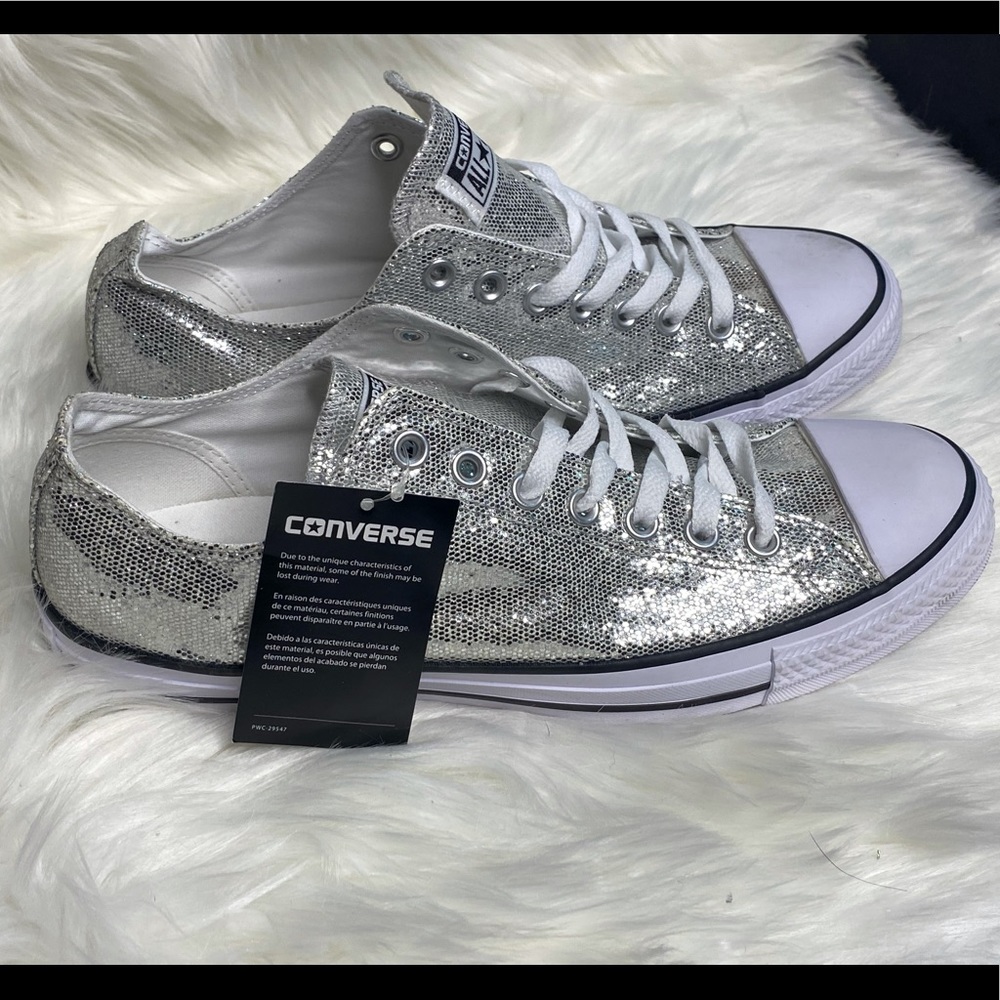 Converse Men’s All Star Silver Glitter Shoes